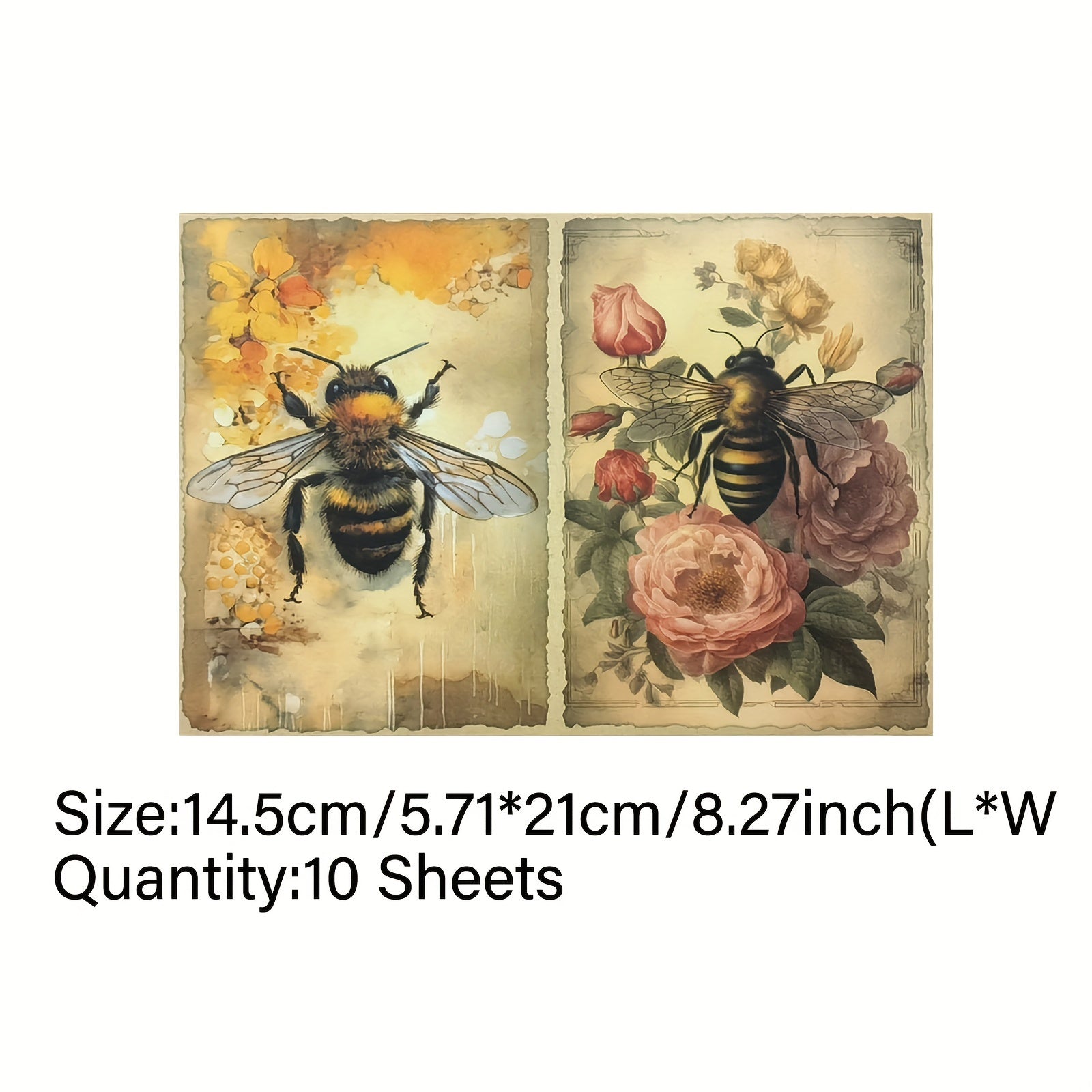 TEMU Vigus Watercolor Honey Bee And Scrapbooking, 10 Sheets, A5 Size, Craft For Journaling, Card Making, And Mixed
