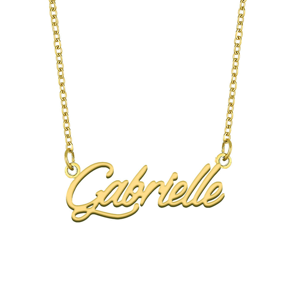 Gabrielle Name Necklace Pendant for Women Girls Birthday Gift Custom Nameplate Charm Choker Kids Best Friends Jewelry 18k Gold Plated Stainless Stee