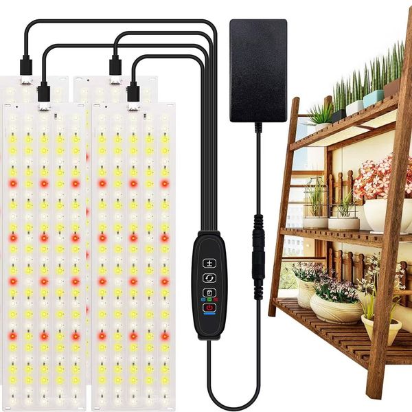 1-4Heads Full Spectrum Grow Lights Lamp with Timer Plant Grow LED Light Dimmable for Indoor Plants