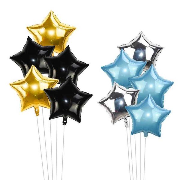 5 pieces of 18 inch gold foil star balloons for weddings baby showers childrens birthday parties and decorations W250108
