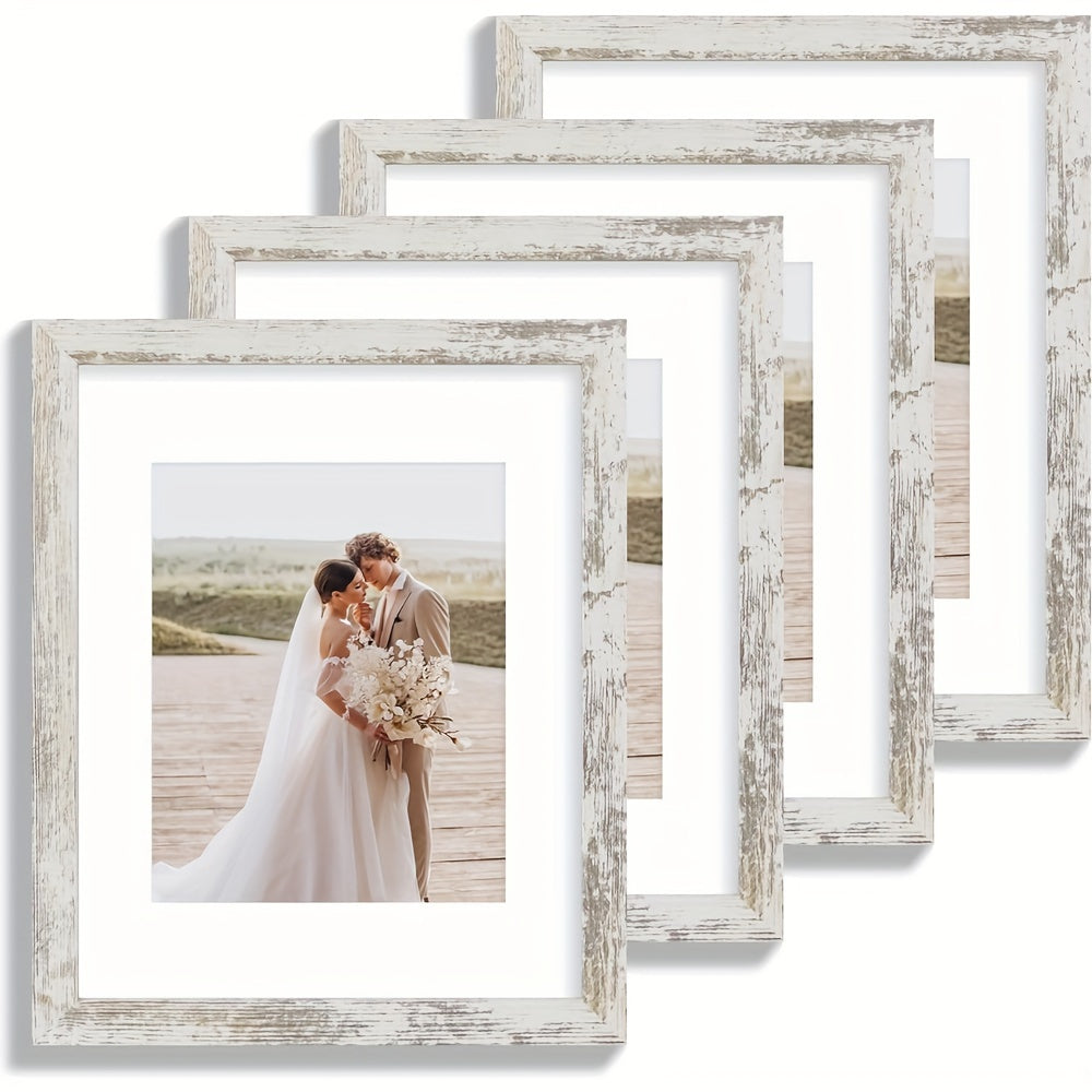 TEMU 4pcs | 8x10 Picture Frame, Distressed White Wooden Frame, For Tabletop Or Wall Decor, Gallery Photo Frames