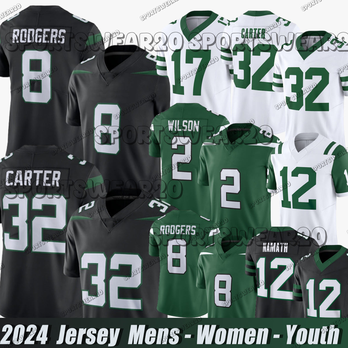 New York city ny JetsS jersey Garrett Wilson 7 Justin Fields Ahmad Sauce Gardner Quincy Quinnen Williams Breece Hall Joe Namath JetsJersey Football