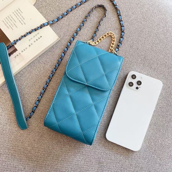 Fashion Designer Universal Cell Phone Pouches Lady Cute Handbags Coin Purse Shoulder Headphone Bag For Women Luxury Chains Purse Flip phone