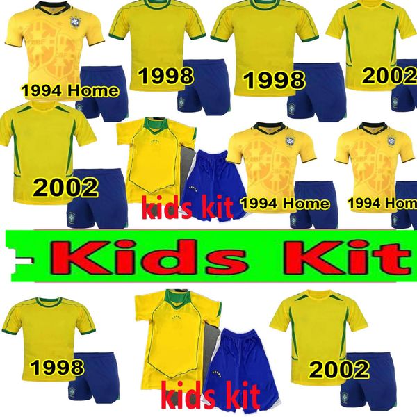 man kids kit 1994 1998 2002 2004 Brasil soccer jerseys retro shirts Carlos Romario Ronaldo Ronaldinho camisa de futebol BraziLS RIVALDO ADRI
