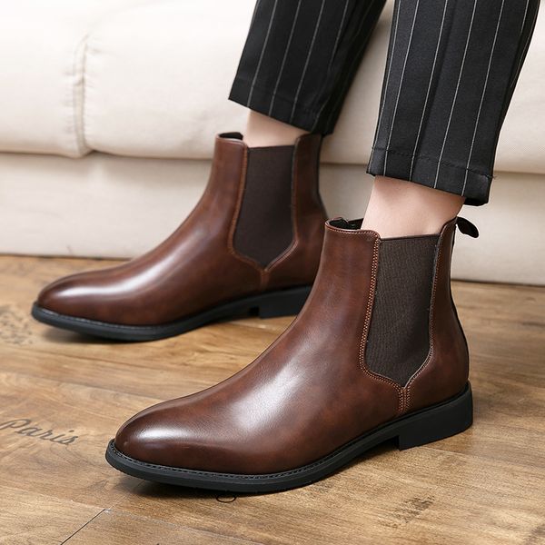 Leather Genuine Designer Brand Business Dress Formal Shoes for Men Fashion Casual Boots Retro Ankle Boot Footwear 1928