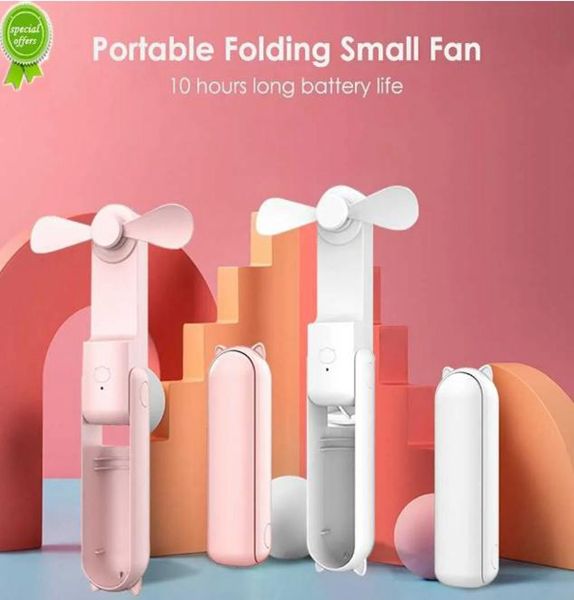 New Mini Silent Small Fan Usb Electric Handheld Fan Folding Portable Fan Desk Office Multi Function Household Portable Charging Multifunctio