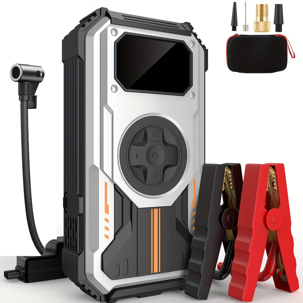 TEMU Swarey 150psi Car Jump Starter Power Bank With Air Compressor, 6000a Current, Usb-c Rechargeable Lithium Battery, Digital Display, Portable For