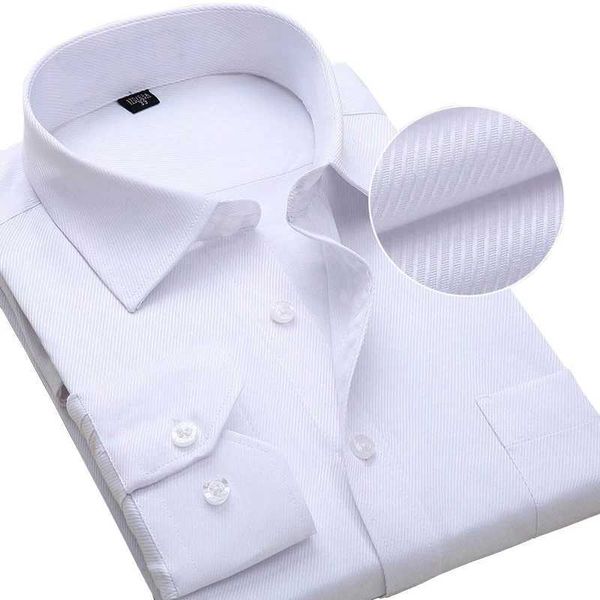 Men&#039;s Polos Plus Size Long Sleeve Men Dress Shirt Fashion Male Business Formal Wear Office Working White Shirts 45 46 47 48 Large Cloth