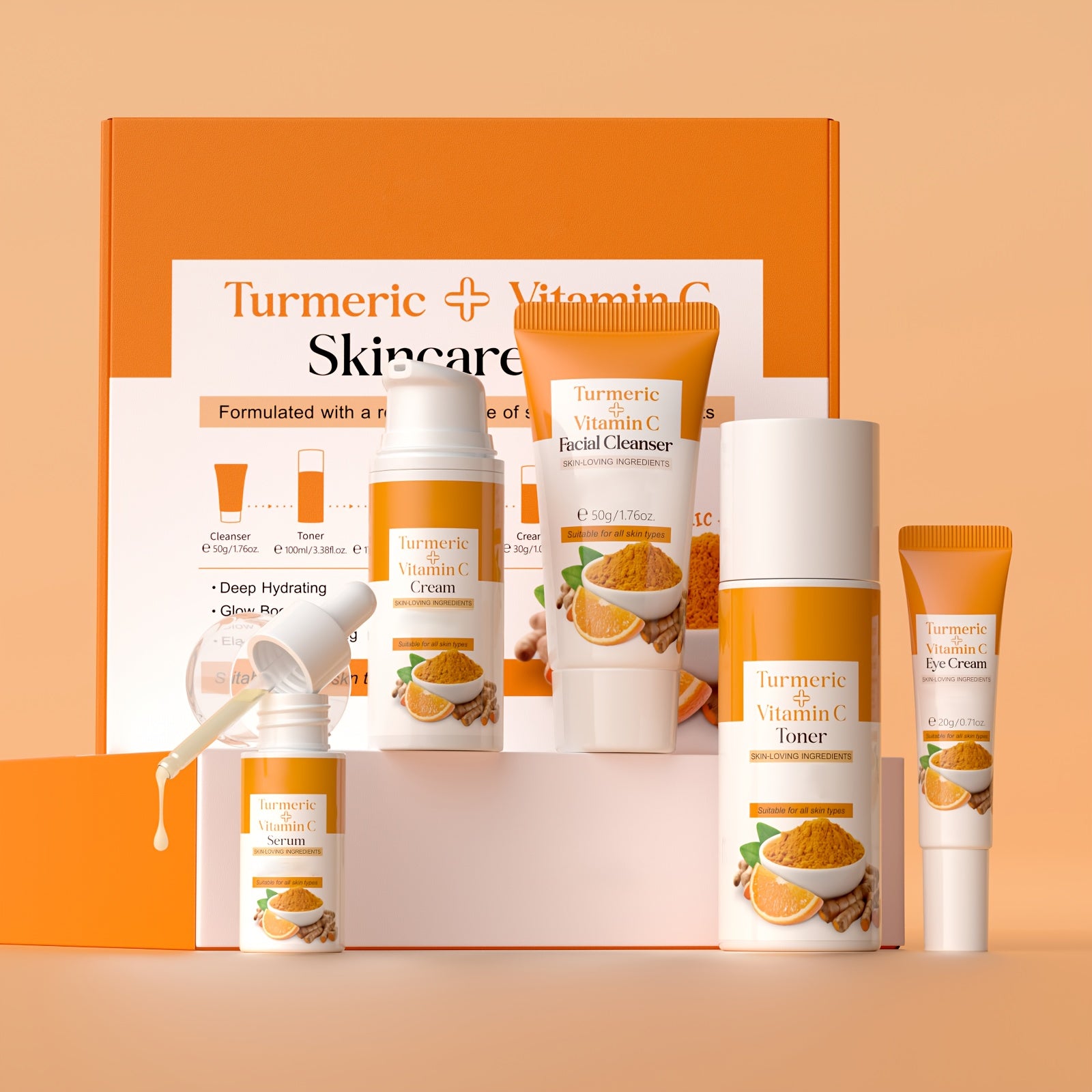 TEMU Turmeric Freeze-dried Mask- Turmeric Eye Cream- Turmeric Cleansing Tablet- Turmeric Vitamin C Skin Care Set, Cleansing, , And Care , Valentine's