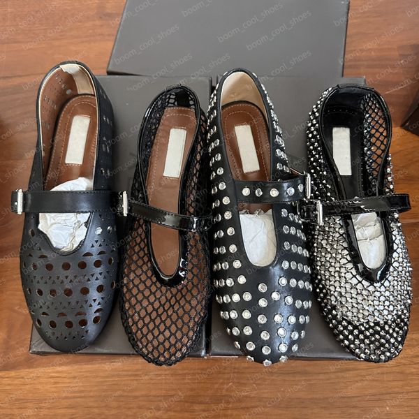 Dress Shoes Women Ballet Flat Shoe Mesh Diamond Buckle shoes Lady Mary Jane shoes Shoe Fashion Ballerinas Outdoor Single Casual Loafers Shoe