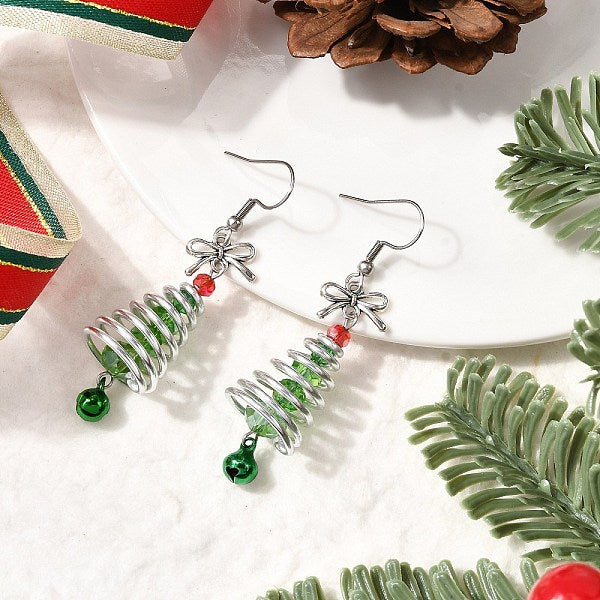 Boucles d'oreilles pendantes en verre et aluminium