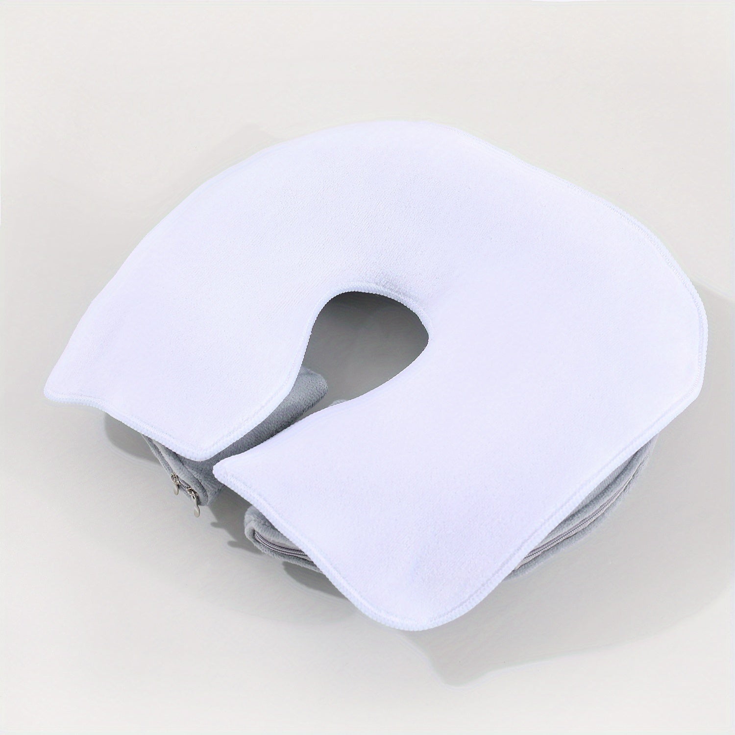 TEMU 1pc Salon Massage Perforated Pillow Towel, Tabletop Cradle Cover For Spa Beds And Tables, Heart-shaped U Face Pad With Holes, Soft Fluffless