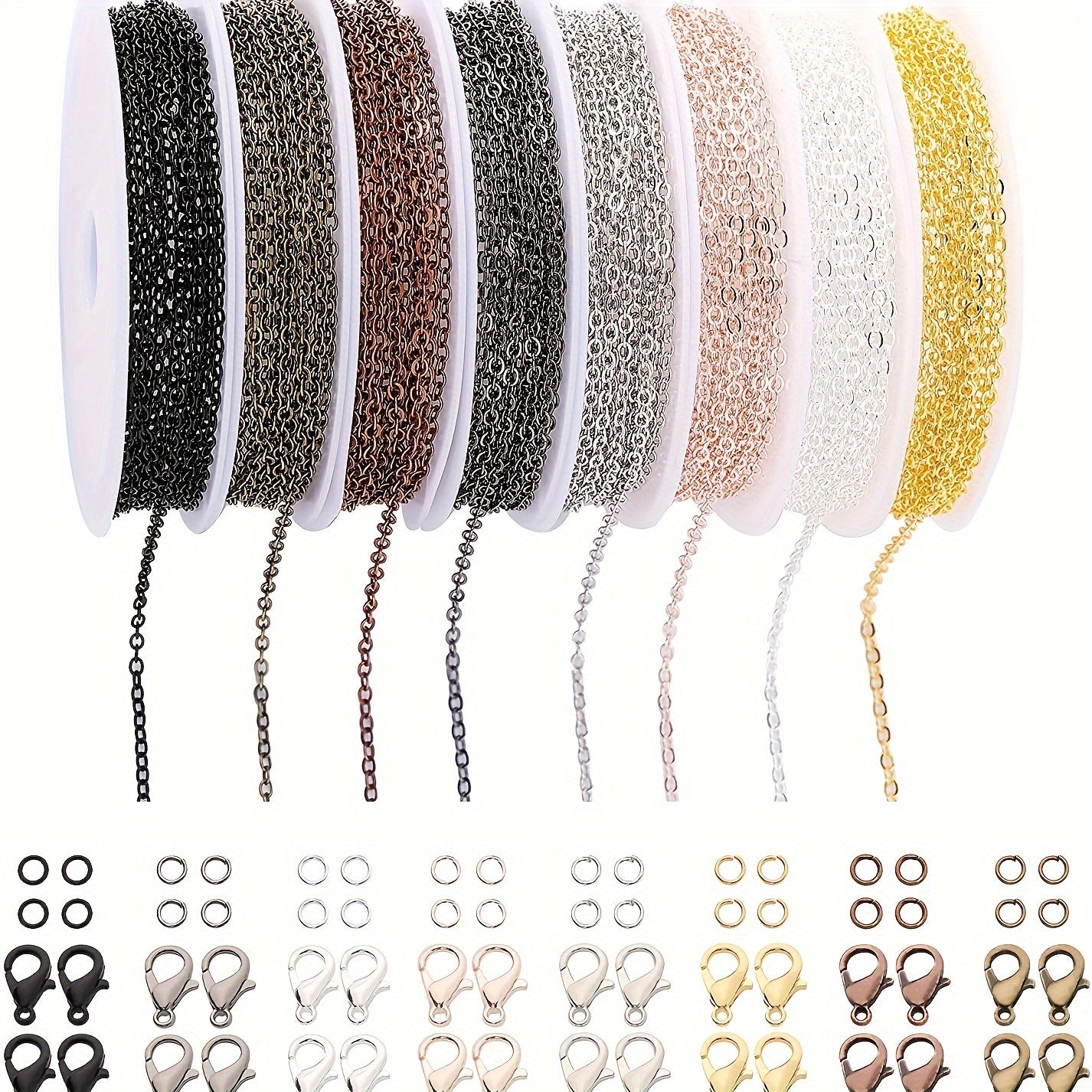 TEMU 6-8pcs Jewelry Making Chain Supplies, Cable Chain For Making Necklaces Earrings Bracelets Diy Craft Kits For Adults