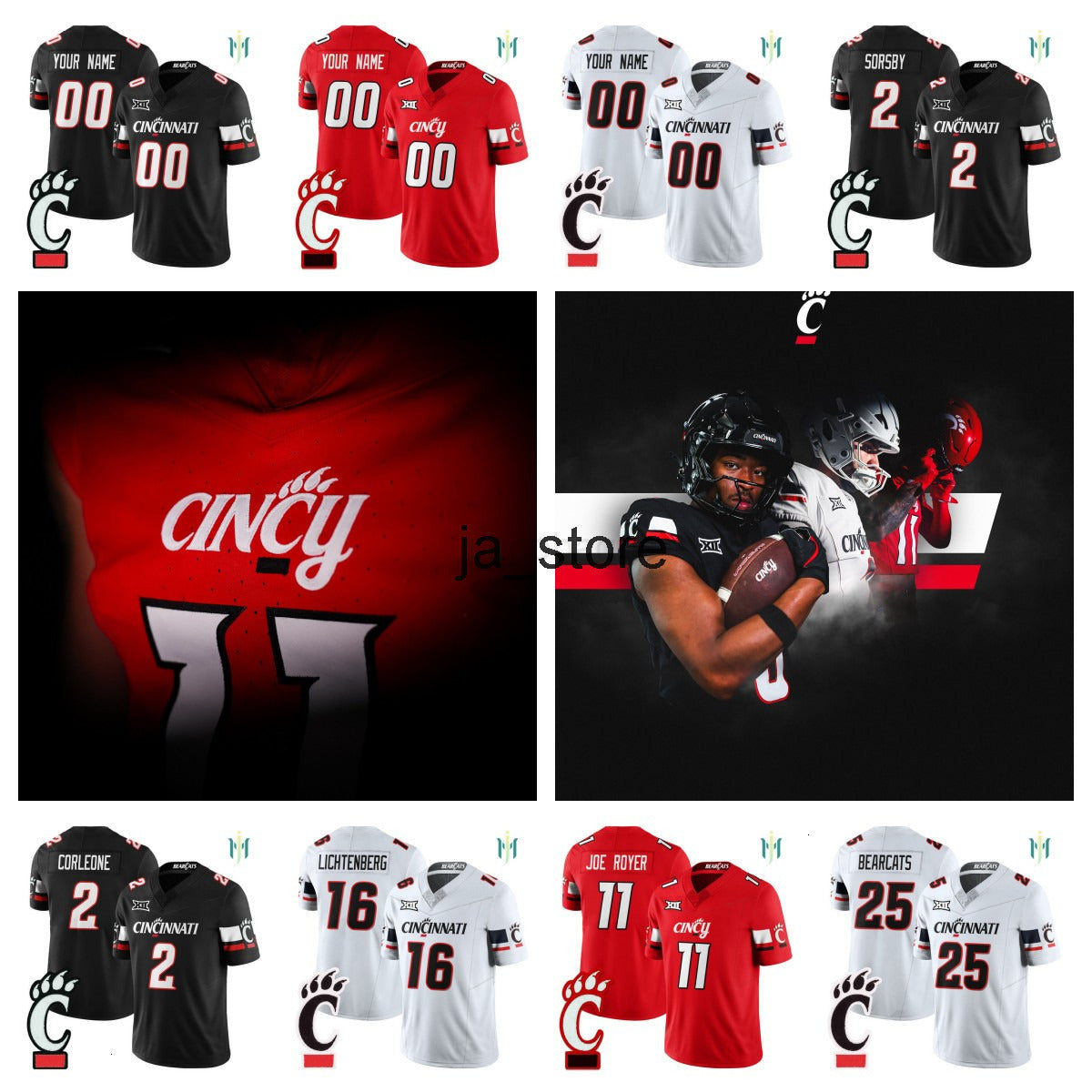 2025 Custom Mens Bearcats football Jerseys stitched women youthjames