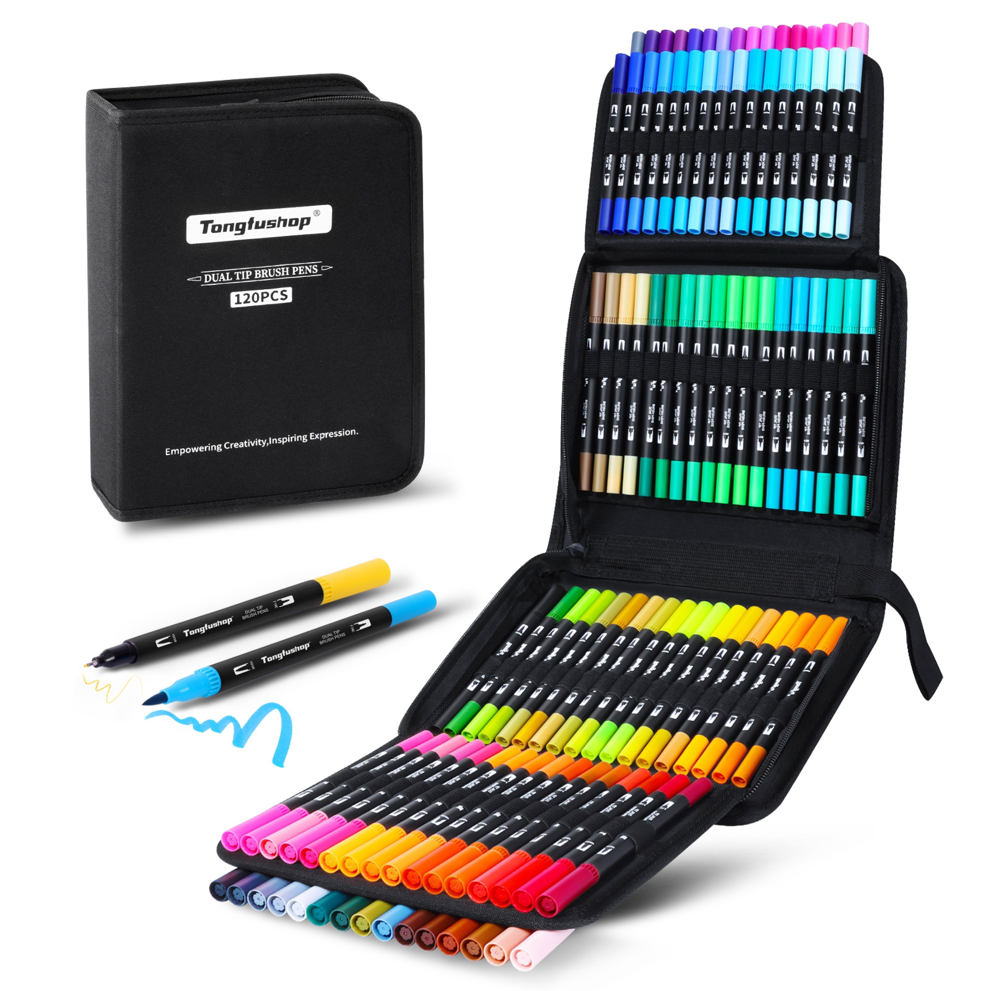 TEMU 72-100-120 Colors Double Tip Brush Pens, Fine Point Art Marker, Aesthetic Cute School Supplies, Artist Fine & Brush Pen Coloring Markers For