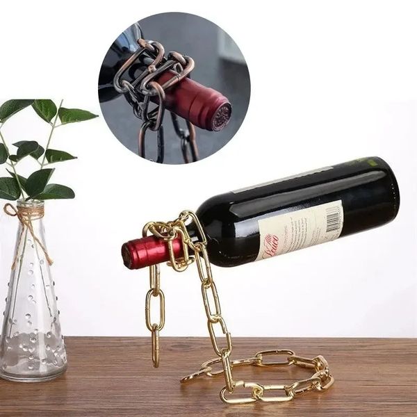 Pendurado cadeia rack de garrafa de vinho da moda Creative Iron Rope Kitchen Kitchen Rope Dining Cellar Bar Decor Decor 241203