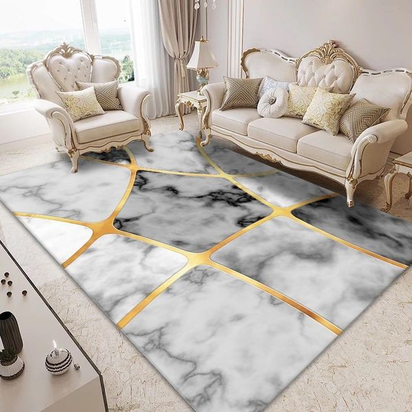 Modern minimalist living room carpet light luxury imitation marble anti slip floor mat home full carpet bay window floor mat foot mat 240827