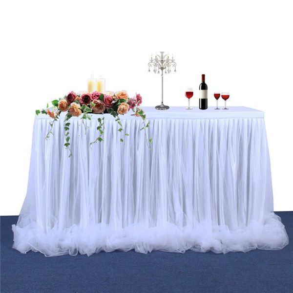 Table Skirts Birthday Tulle Table Skirting Wedding Party Tutu Tulle Table Skirt Baby Shower Wedding Party Home Decor Table Cloth 240113