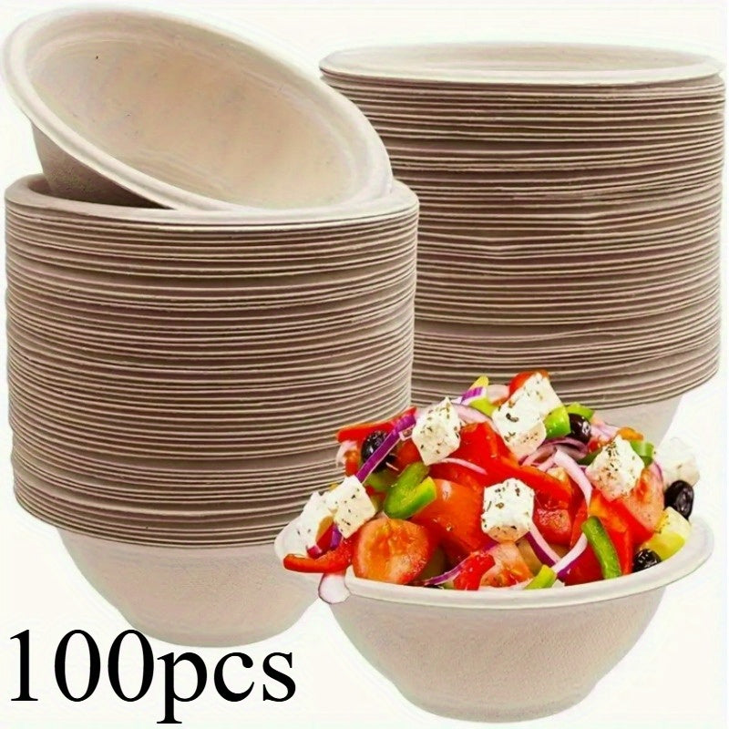 TEMU 50- 100pcs Disposable Paper Bowls, Leakproof Paper Dish Soup Ice Cream Salad Bowls Party Supplies, Disposable Natural Bowls, Soup Bowls,, Heat
