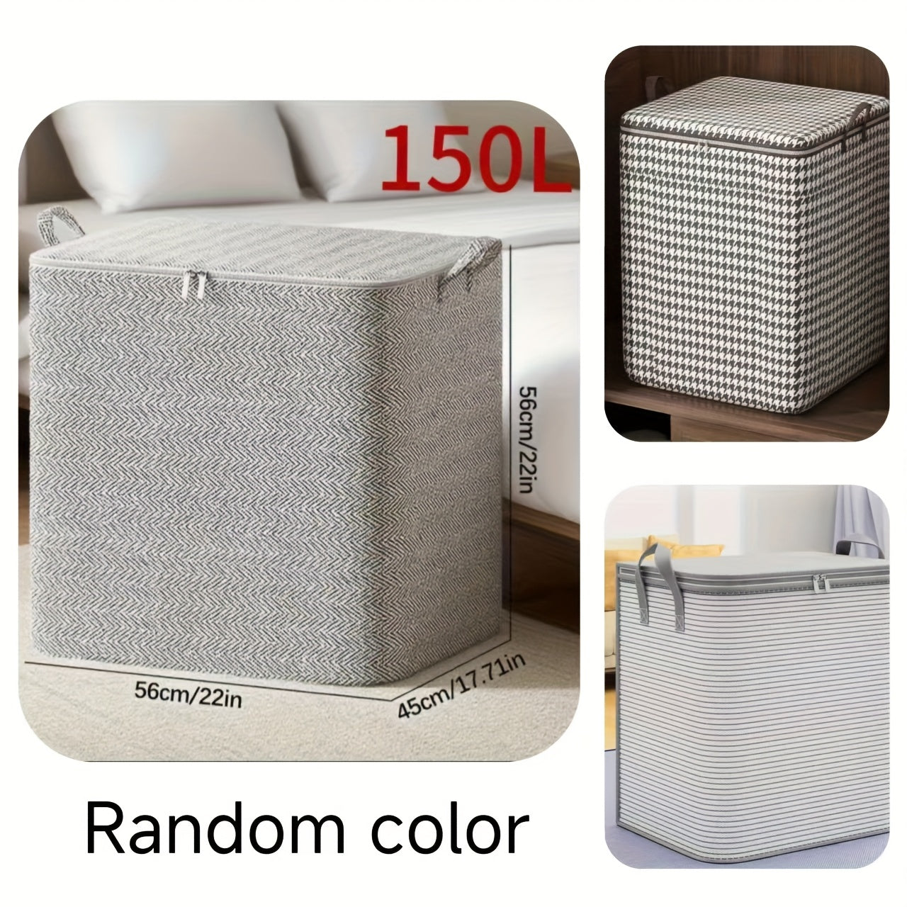 TEMU 3pcs-1pc, 39.63-55.45 Gallon Household Large Capacity Storage Bag, Foldable High-quality Fabric Storage Bag, Storage Box, Suitable For Blankets,