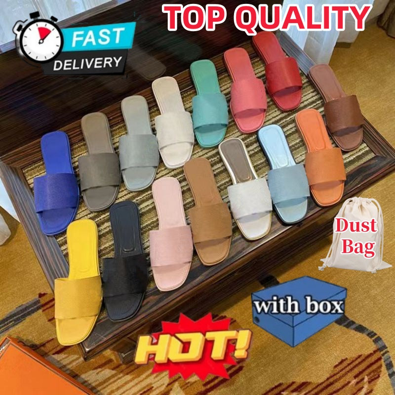 With Box slippers designer womens slides flat sliders sandals shoes summer woman sandale outdoor ladies casual outside slipper sandal beach leather