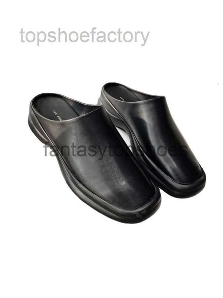 The Row Dress shoes TR Designer Shoes High Set 2022 Autumn Fashion Round Head Leather Baotou Sandals Casual Muller Slippers T0D8 7N6N