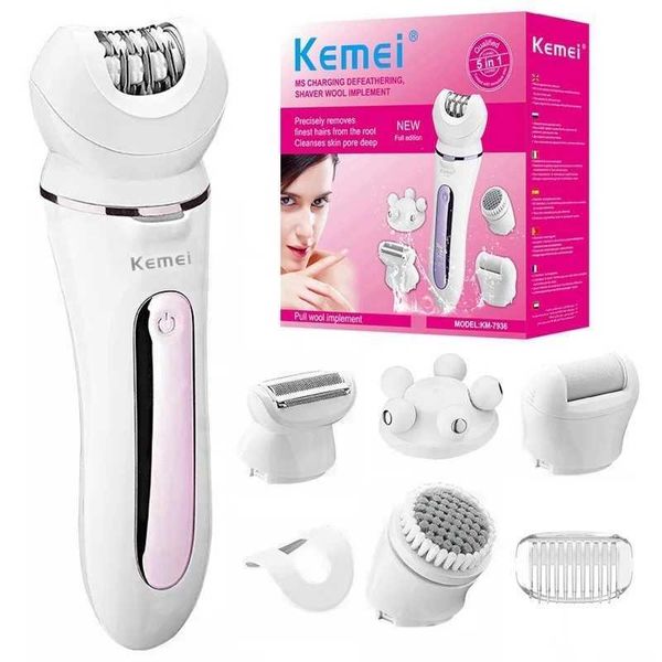 Kemei 7936 Women Electric Epilator Face Female Shaver Facial Body Hair Removal Lady Leg Shaving Machine Rechargeable 5in1 SetXJ241213