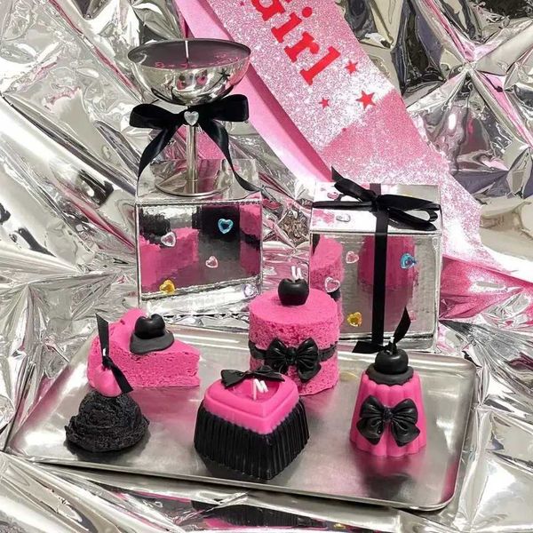 Black and pink hat decoration candles cake aromatherapy candles childrens new Instagram birthday celebration creative gifts Z241228