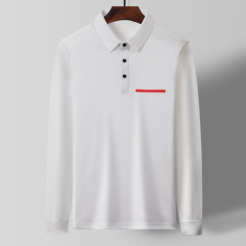 GG-P-R-A Fashion Design Men&#039;s Polos Shirt Tees Classic Business Casual Lapel Long Sleeve Polo T Shirts Ice Silk Cotton Bottoming Shirt Designer