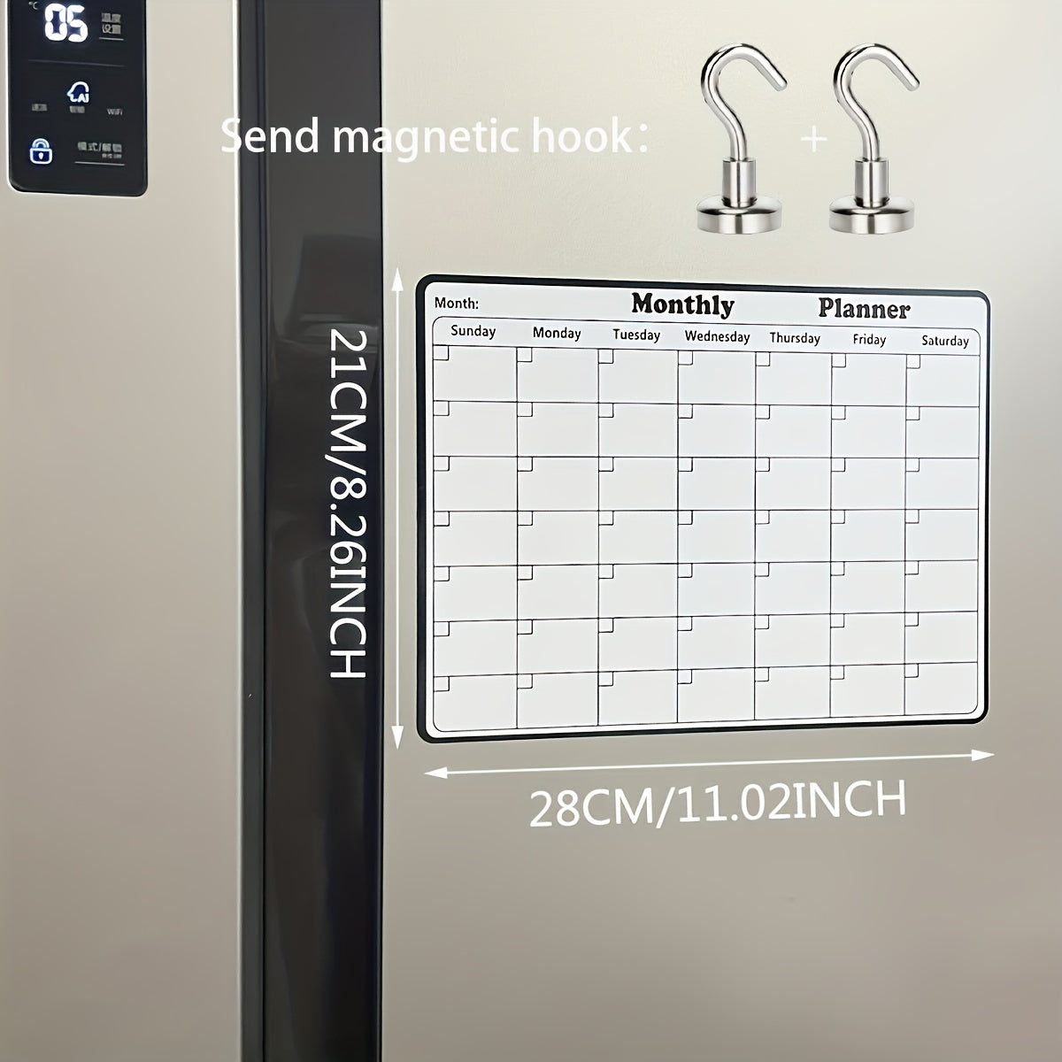 TEMU 1pc Silicone Magnetic Dry Erase Monthly Calendar For Refrigerator - Clean, Whiteboard Planner With Grid Layout For Organization, Kitchen