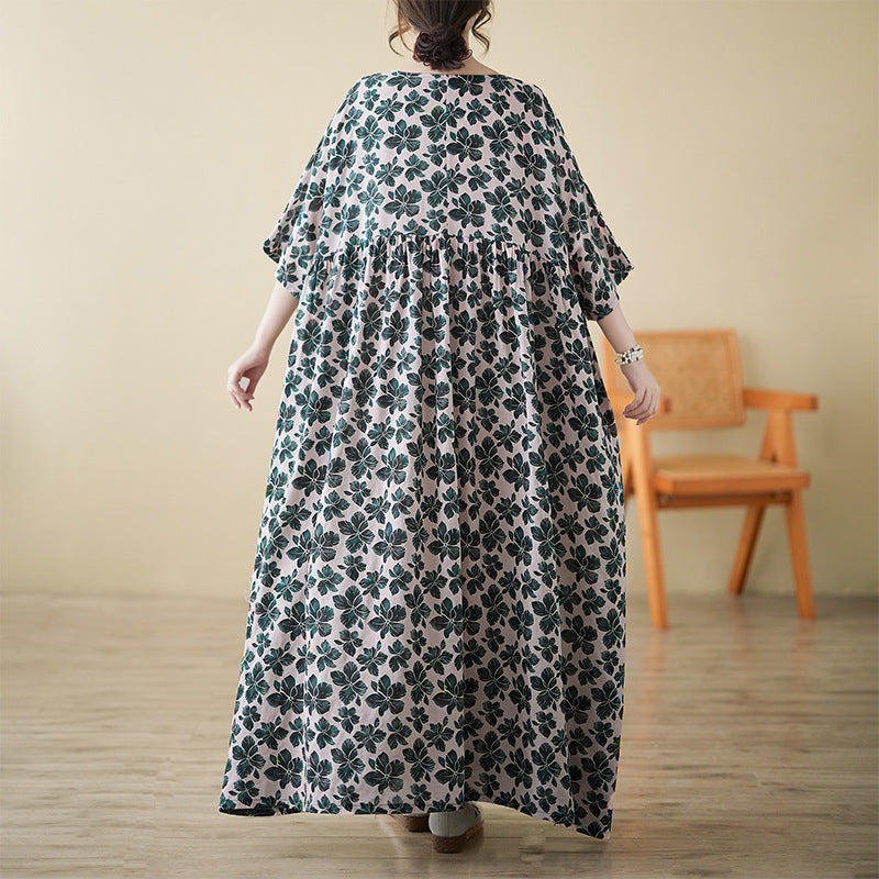 B96 dress round neck raglan sleeves loose big swing dress casual holiday dress