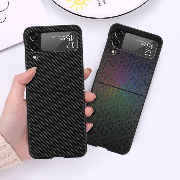 Hot Sale Black carbon fiber phone case suitable for Galaxy Z Flip 3 5G Flip 4 5 ZFlip 3 ZFlip 4 ZFlip 4 hard PC bumper Pint cover T241209