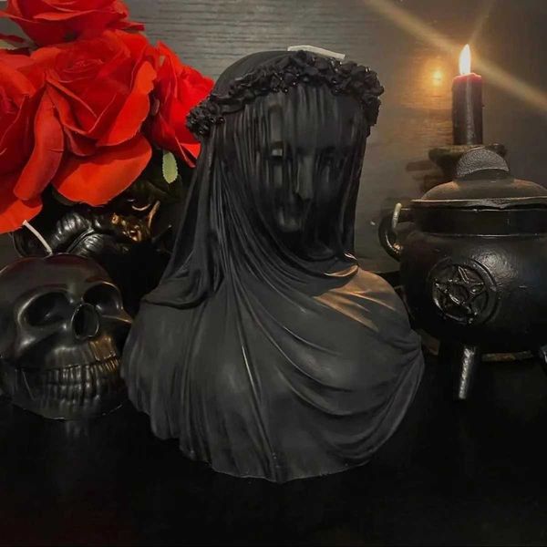 Living room decoration accessories girls pleated candles Halloween decoration candles beautiful table decorations black candles W240813