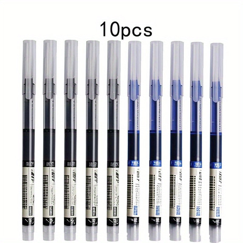 TEMU 10-pack 0.5mm Fine Tip Quick-drying Pens - Black- Red- Blue, Suitable For Exams, Note-taking, School Supplies; A Must-have In Large Quantities,