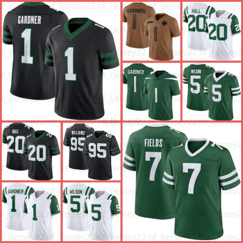 7 Justin Fields Garrett Wilson Football Jersey Ahmad Sauce Gardner Quinnen Williams Breece Hall Haason Reddick Gastineau Darrelle Revis Joe Namath
