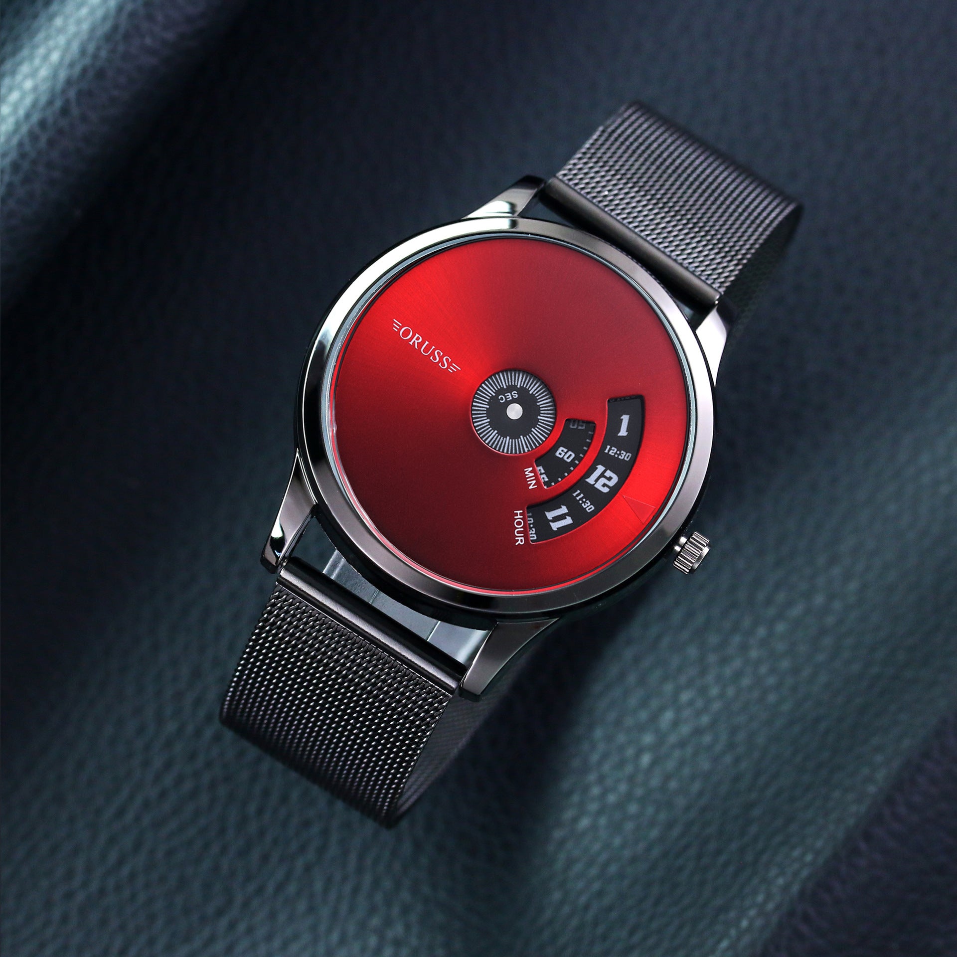 2025ORUSS new concept cool handsome trendy fashion men&#039;s steel belt mesh belt waterproof men&#039;s watch