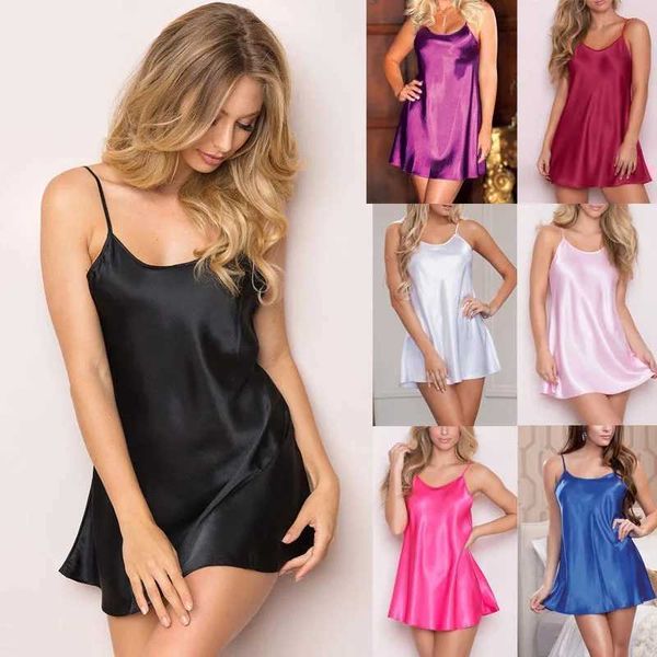 Silk Satin Women Nightgown Sleeveless Cross Back Sleepwear Summer Round Neck Nightwear Pajama Dress Female Homewear Cloth Z241213