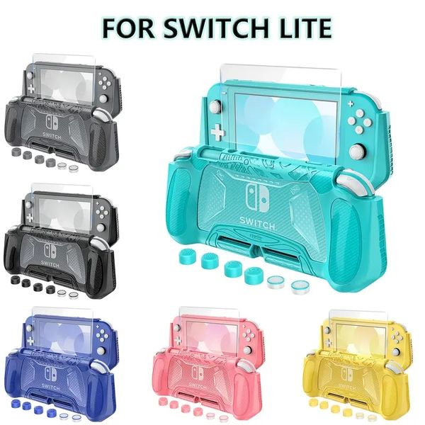 For Switch Lite Case Cover, For Switch Lite Protective Case With Game Card Storage, Tempered Glass Screen Protector And Thumb Grip, Switch L