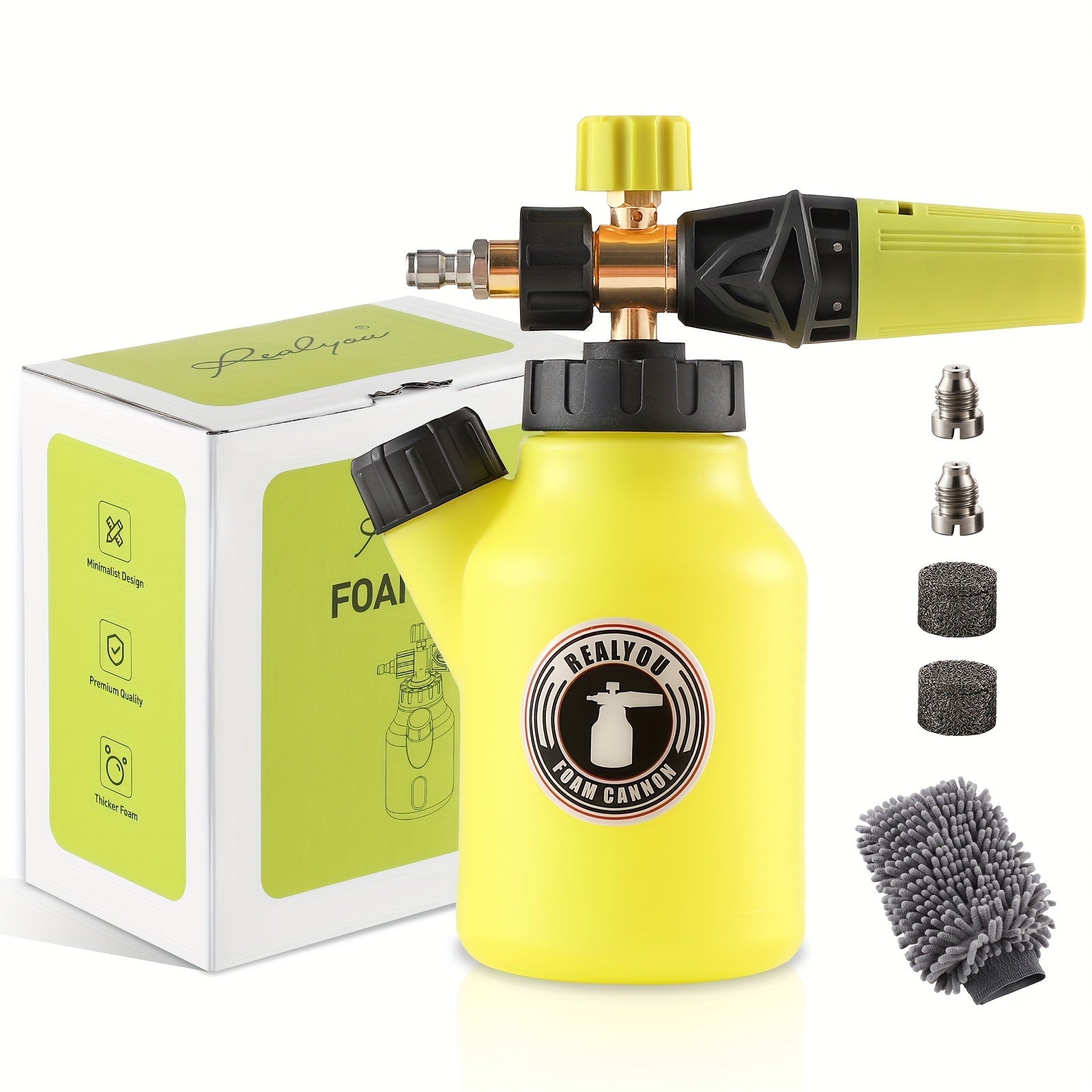 TEMU Foam Cannon Up To 4500 Psi, Foam Cannon For Pressure Washer With 1-4'' Quick Connector, Snow Foam Cannon With Adjustable Nozzle And 1l Foam