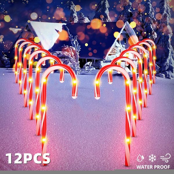 Garden Decorations Solar Christmas Lights Outdoor LED Candy Cane Lamp Atmosphere Year 221202