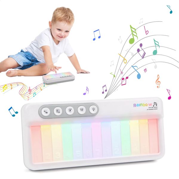 Rainbow Flashing Piano Toys Electronic Music Toys with 5 Instruments 13 Melody Portable Keyboard Toys Educational Toys for Kids 250121