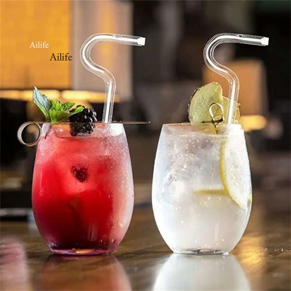 Reusable Glass Drinking Straws Anti Wrinkle Straw Flute Style Design For Engaging Lips Avoid Rubbing Off Lipstick
