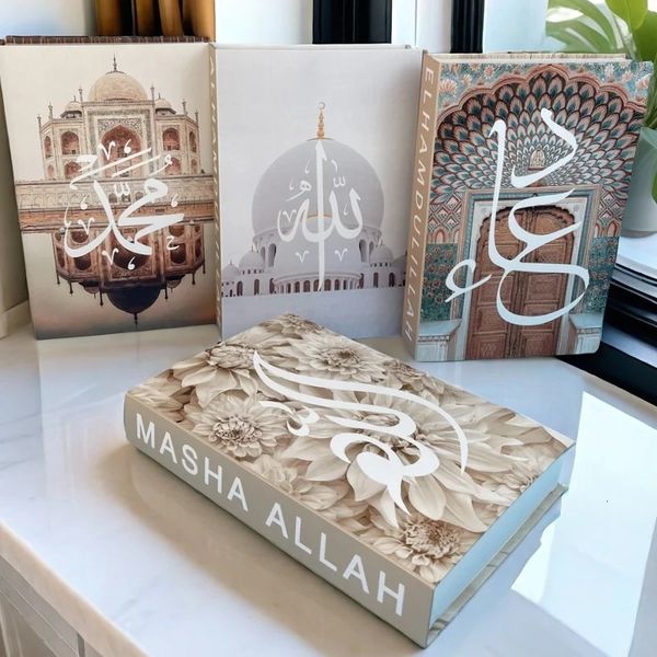Islam Kaaba Mosque y Decorative Books Book Storage Box Interior Decoration Coffee Table Bedroom Ornament Islamic Decor 250210