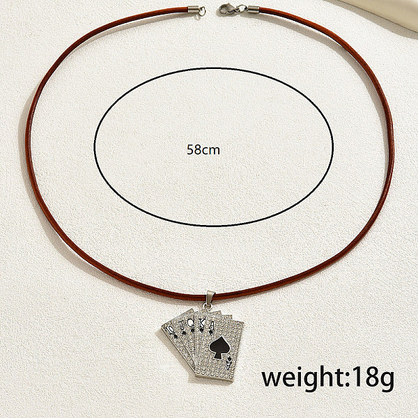 Collares con colgante de naipes de aleación retro estilo hip-hop