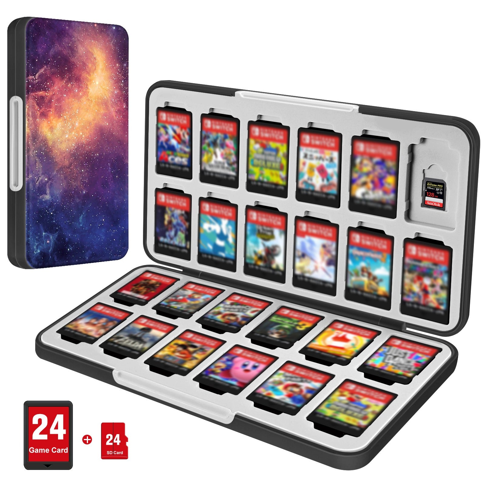 TEMU Game Card Case Switch Games, [shockproof] Hard Shell Protective And Durable 24 Slots Card & 24 Slots Card Storage Holder Box, Slim And Portable