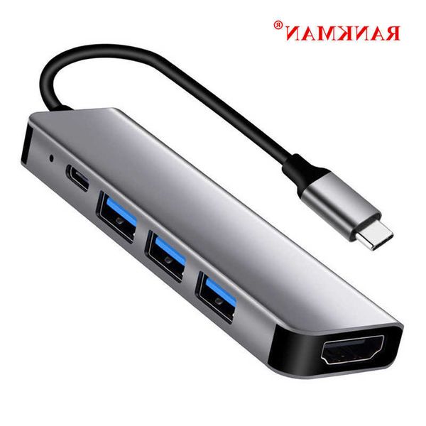 USB Hubs Rankman USB C hub to 4K HDMI compatible USB 3.0 2.0 Type C PD charging dock suitable for MacBook Samsung S20 Dex PS5 iPad TV laptop