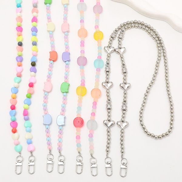 ddmygifts New Style Beaded Mobile Cute Smiling Face Crossarm Chain Love Phone Case Hanging Rope Pendant Female A