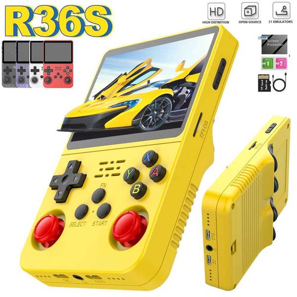 R36s 128GB Game Console 3.5-inch IPS Screen Arkos System Portable Console 64GB Classic Gaming Retro Handheld Video Game Player X241121