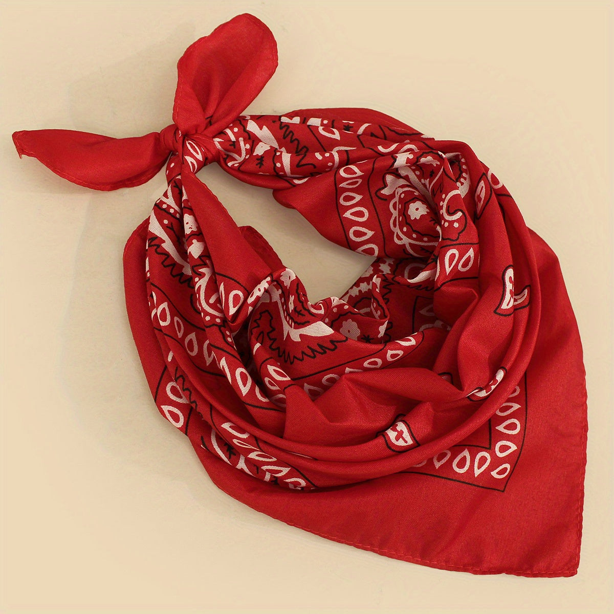 TEMU 19.68" Classic Paisley Print Bandana Vintage Square Scarf Trendy Handkerchief Cowboy Cowgirl Head Wraps Turban