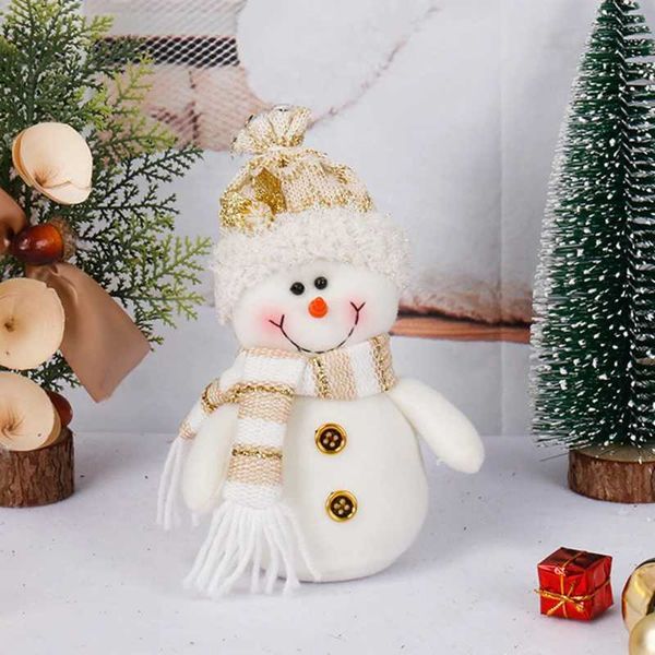 Pretty Christmas Cloth Dolls White Gold Snowman Santa Claus Kawaii High Quality Cute Doll Ornament Christmas DecorationXJ241007